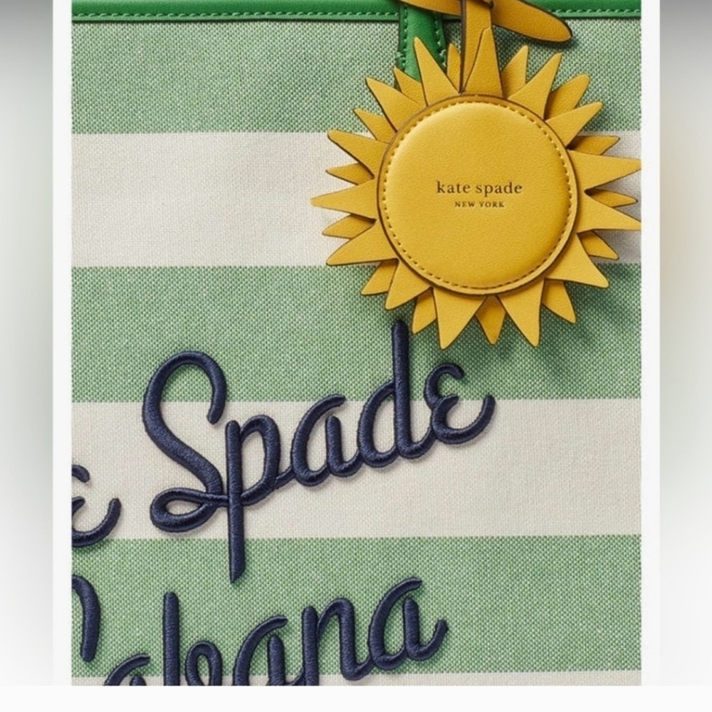 💚🔹️ KATE SPADE🔹️ Market Cabana Canvas Medium Tote ✨️💚 - Picture 4 of 10